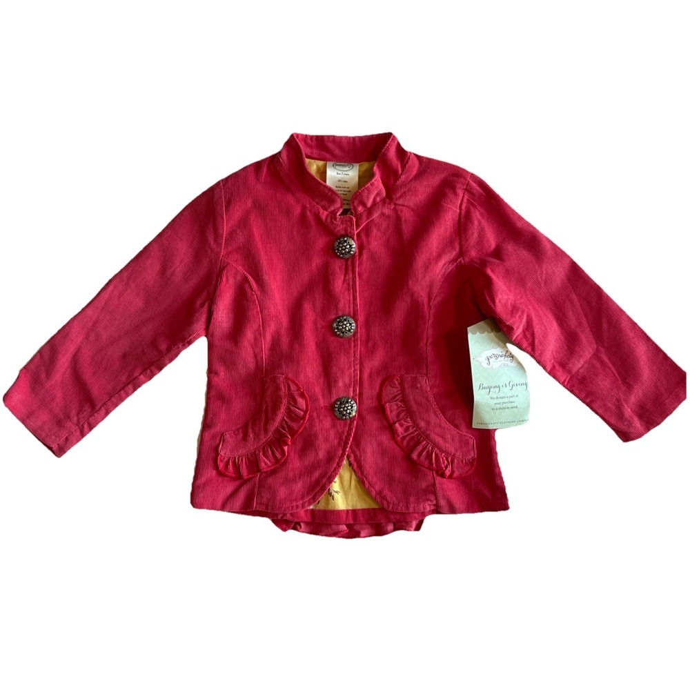 NWT Persnickety Girls Pink Corduroy‎ Jacket Floral Lining Faux Pockets Size 2